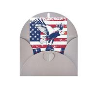 American National Flag With Eagle Printing Blank Pearl Paper Greeting Card,Vertical Notecards Designs, Envelopes For Thank You, Invitations