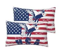 American National Flag With Eagle Printing Soft Imitation Linen Bed Pillow Cases Queen Size 12 Ã-20 Inch Set Of 2 Standard Pillow Covers