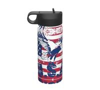 American National Flag with Eagle Printing Travel 18oz Sports Insulated Kettle Water Bottle Stainless Steel Kettle Portable Cup