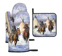 American Native Chieftain Tribe Heat Resistant Colorful Kitchen Gloves Hot Pads, Cute Baker Stuff, Kitchen Gifts For Cooking Lover Cooks Mom