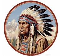 American Native Indian Chief DIY 11CT Counted Cross Stitch Kits for Beginners Easy Stamped Fabric with Hoop Embroidery Needlecraft Art Wall Decor 15x15in(3)