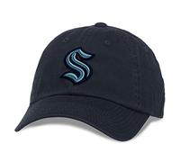 American Needle Blue Line NHL Team Adjustable Buckle Strap Dad Hat, Seattle Kraken (Navy), One Size