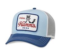 American Needle Hamm's Beer Valin Adjustable Snapback Trucker Baseball Hat, White/Light Blue/Royal (MILLER-1904B), Hamm's (White/Blue), Adjustable