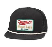 AMERICAN NEEDLE Miller High Life Beer Wyatt Adjustable Snapback Trucker Baseball Hat (23014A-MHL-BLK) Black, Black, One size