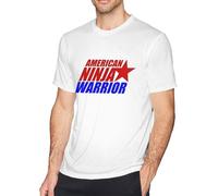 American Ninja Warrior Men's Pure Cotton Short-Sleeved T-Shirt Comfortable tee Black(Small)