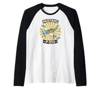 American P-51 Mustang Fighter Retro WW2 Aviation Airplane Raglan Baseball Tee