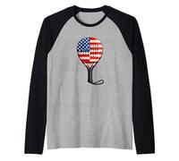 American Padel US Flag Racket Court Style Raglan Baseball Tee