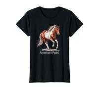 American Paint Horse Breed Art Value Graphic T-Shirt, Women, Black, XL