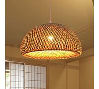 American Pastoral Bamboo Chandelier Bamboo Wicker Chandelier Woven Industrial Vintage Japanese-Style Hanging Lamp E27 Dock with Adjustable Cord Ceiling Lighting for Balconies