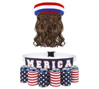 American Patriotic Beer Belt, Novelty USA Beer Holder for Men, 6 Pack Can Holder Drink Belt, Adjustable Beer Fanny Pack, Fit Picnic Party Camping BBQ,Tailgating, Festival, Beer 006, 31.49 x 17.77 x