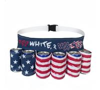 American Patriotic Beer Belt, Novelty USA Beer Holder for Men, 6 Pack Can Holder Drink Belt, Adjustable Beer Fanny Pack, Fit Picnic Party Camping BBQ,Tailgating, Festival Holiday Game Night