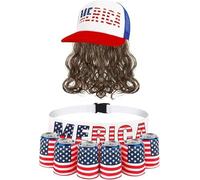 American Patriotic Beverage Beer Belt, Novelty USA Beer Holder for Men，6 Pack Can Holder Drink Belt,Beer Accessories for White Elephant Party Festival Holiday Game Night, visible, Modern Style