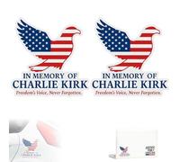 American Patriotic Memorial Eagle Flag Sticker - Charlie Kirk Sticker Tribute Decal, 2025 Freedom's Voice Design, Laptop Bumper Decal Window Waterproof Truck and Car Stickers (2pcs Style A)