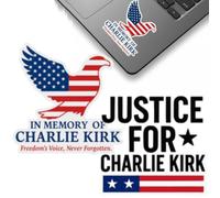 American Patriotic Memorial Eagle Flag Sticker, in Memory of Charlie Kirk Stickers, Justice for Charlie Kirk Stickers, Freedom's Voice Design,Vinyl Charlie Kirk Tribute Decal