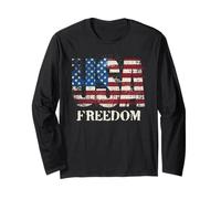 American Patriotic Minimal Design Freedom USA Flag Long Sleeve T-Shirt
