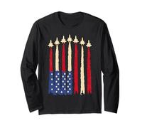 American Patriotic USA Flag Fighter Jets 4th of July Long Sleeve T-Shirt