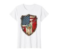 American Peru Heritage Flag Value Graphic T-Shirt, Women, White, L