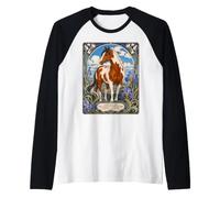 American Pinto Paint Art Nouveau Horse Lover Raglan Baseball Tee