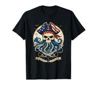 American Pirate Octopus Skull Nautical Ocean Art Value Graphic T-Shirt