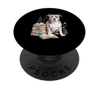 American Pit Bull Terrier Pittie Books Reading Flowers Book PopSockets Adhesive PopGrip