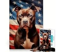 American Pit Bull Terrier Puzzles for Adults 1000 Pieces Focus Boost Fun Uniform Size Precise Pieces Bonding Activity for Loved Ones (50x75cm)