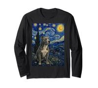 American Pitbull Dog Van Gogh Starry Night Long Sleeve T-Shirt