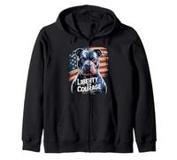 American Pitbull Terrier USA Flag Patriotic 4th of July Dog Zip Hoodie