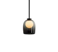 American Post-Modern Pendant Lamp, Metal + Glass Hanging Light, Gradient Smoky Gray Lampshade, Simple and Creative Droplights for Bedroom, Study, Corridor, Dining Room