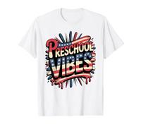 American Preschool Vibes First Day Patriotic Teacher Squad Value Graphic T-Shirt, Men, White, XL