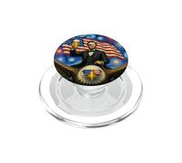 American President Lincoln on Eagle Drinking Beer & USA Flag PopSockets PopGrip for MagSafe