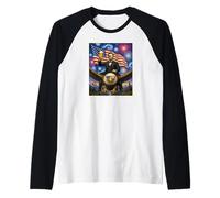 American President Lincoln on Eagle Drinking Beer & USA Flag Raglan Baseball Tee