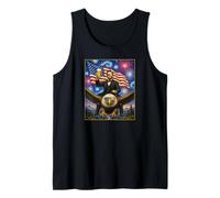 American President Lincoln on Eagle Drinking Beer & USA Flag Tank Top