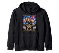 American President Lincoln on Eagle Drinking Beer & USA Flag Zip Hoodie
