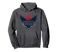 American Pride: Patriotic Eagle Emblem for Patriots Pullover Hoodie, Adult Unisex, Dark Heather Grey, XXL