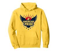 American Pride: Patriotic Eagle Emblem for Patriots Pullover Hoodie, Adult Unisex, Lemon, L