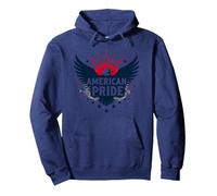 American Pride: Patriotic Eagle Emblem for Patriots Pullover Hoodie, Adult Unisex, Navy, XL