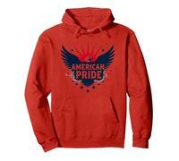 American Pride: Patriotic Eagle Emblem for Patriots Pullover Hoodie, Adult Unisex, Red, L