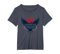 American Pride: Patriotic Eagle Emblem for Patriots T-Shirt, Women's Plus, Heather Blue, 4X