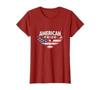 American Pride Patriotic Eagle Flag Symbol T-Shirt, Women, Cranberry Red, X-Large