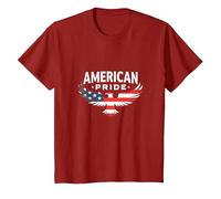 American Pride Patriotic Eagle Flag Symbol T-Shirt, Youth, Cranberry Red, Large