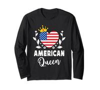 American Queen America Flag Proud American Woman Long Sleeve T-Shirt