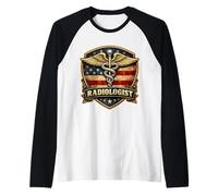 American Radiologist Doctor Radiology Physician Badge Rustic Raglan Baseball Tee