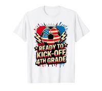 American Ready KICK Off 4TH Grade Soccer First Day Teacher Value Graphic T-Shirt, Men, White, M