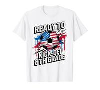American Ready to KICK Off 8TH Grade Soccer First Day Crew Value Graphic T-Shirt, Men, White, M