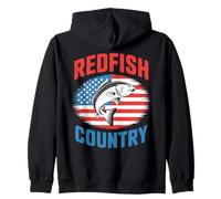 American Redfish And Freedom - Patriotic Fisherman Fishing Zip Hoodie