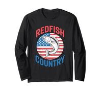American Redfish And Freedom - Patriotic Saltwater Fishing Long Sleeve T-Shirt