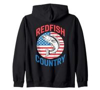 American Redfish And Freedom - Patriotic Saltwater Fishing Zip Hoodie