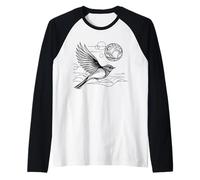 American Redstart Line Art Birdwatcher Raglan Baseball Tee