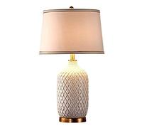 American Retro Ceramic European White Glazed Contemporary Classic Bedside Desk Nightstand Lamp Table Lamps for Living Room/Push Button Switch/a