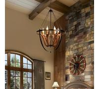 American Retro Chandelier Personality Creative Living Room Restaurant Bedroom Clothing Cafe Bar Log Cabin Pendant Light (C D56CM)